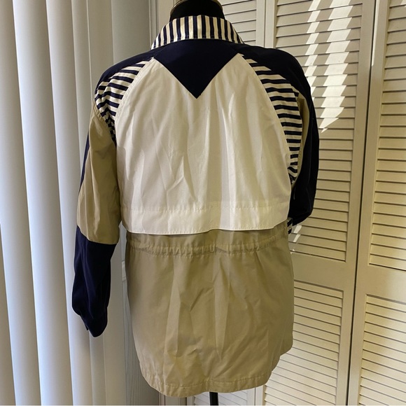 Current Seen Men’s Jacket Beige Blue White Striped ColorBlock Size Medium - Picture 4 of 5